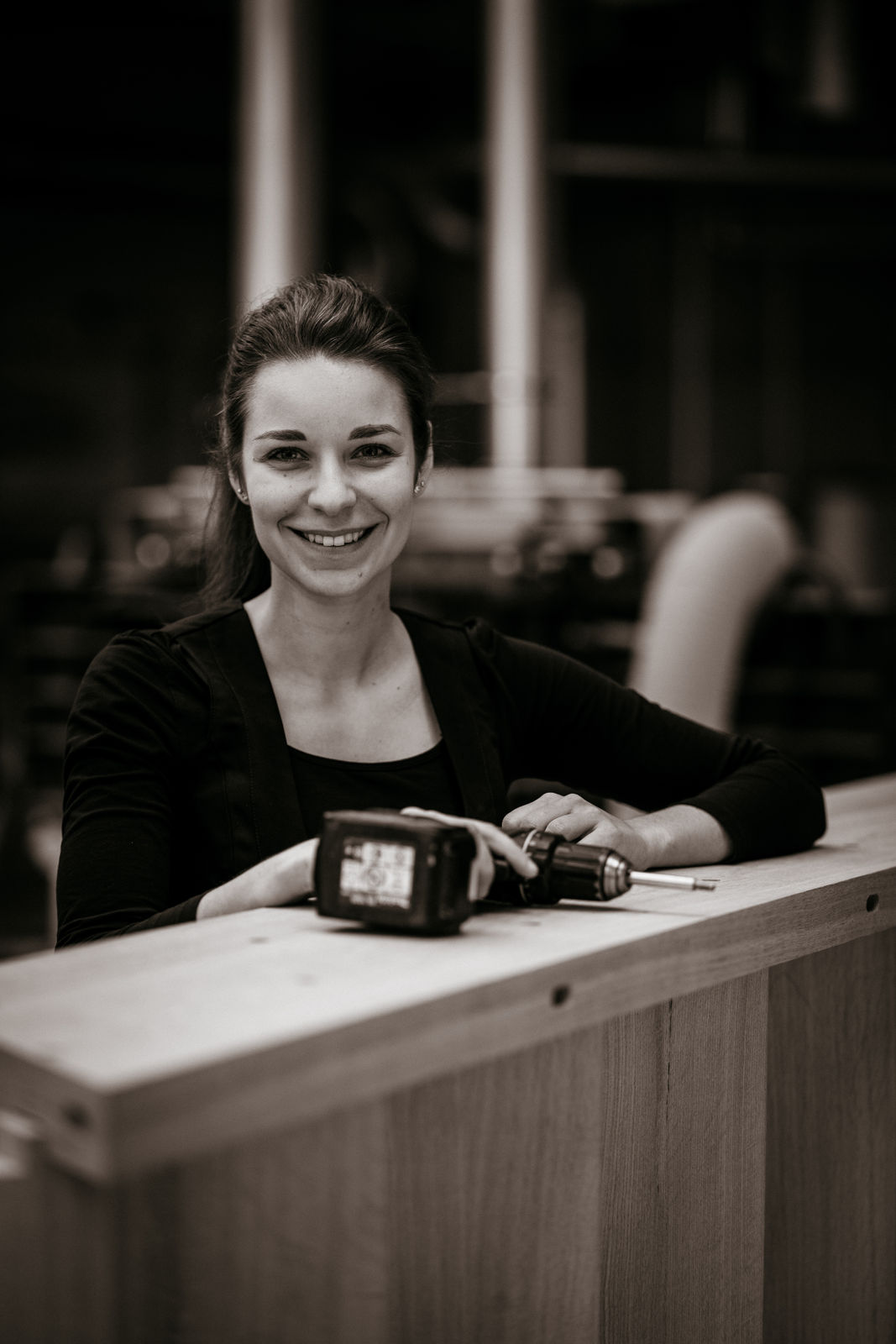 Schwarzweisses Businessportrait im Handwerk